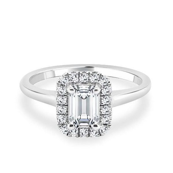 Emerald Halo Diamond Shoulder Ring