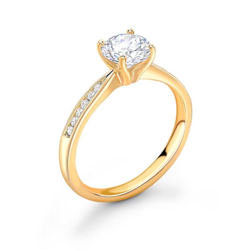 1 carat gold diamond shoulder engagement ring